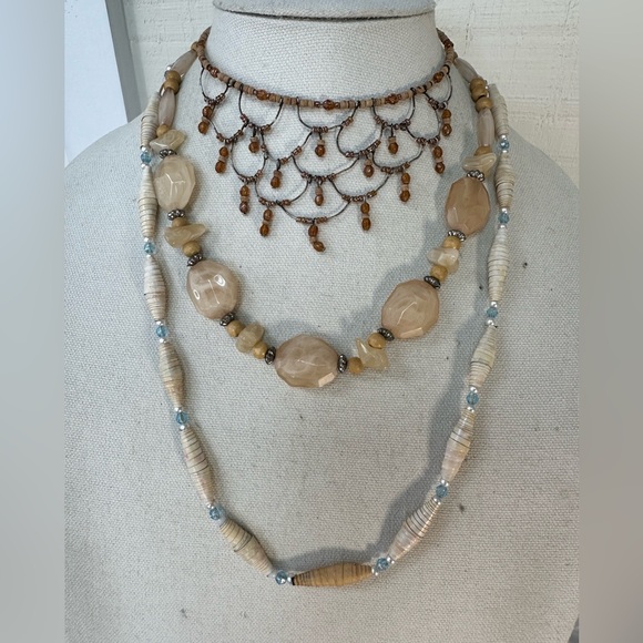 Seven boho casual neutral style necklaces - Picture 2 of 7